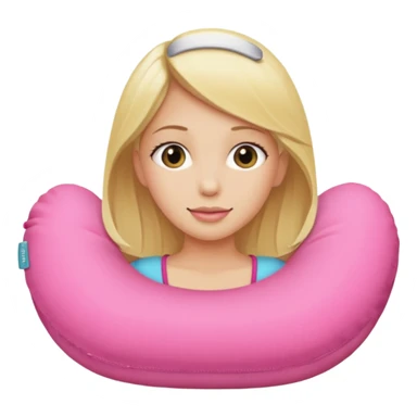 blonde woman using pink travel pillow  sticker