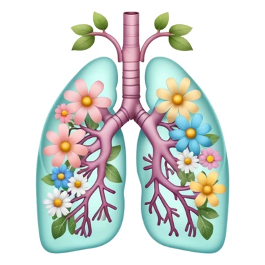 Pastel transparent anatomy lungs and flowers sticker