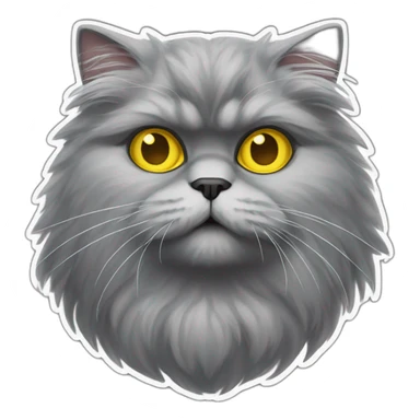 mostly gray persian fluffycat with yellow eyes and she is stupid sticker