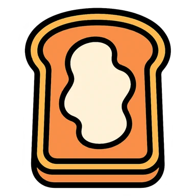 A piece of bread with mayonnaise sticker