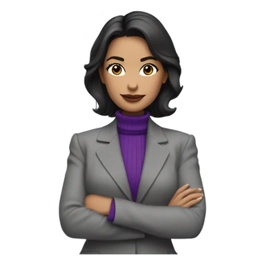 Diana Prince wearing grey suit with purple turtleneck  sticker