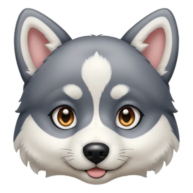 perrito husky con orejas negras cabeza  blanca y heterocromia sticker
