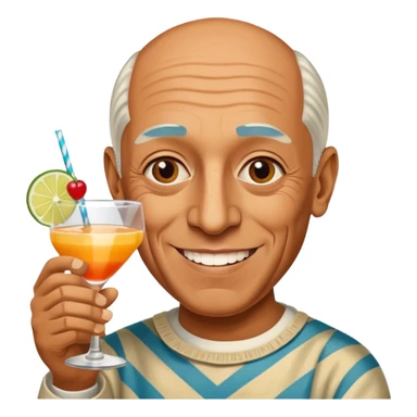 Famous Artist Pablo Picasso with a cocktail in hand wishing congratulations sticker