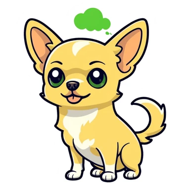Blonde Chihuahua farting out a green fart cloud sticker