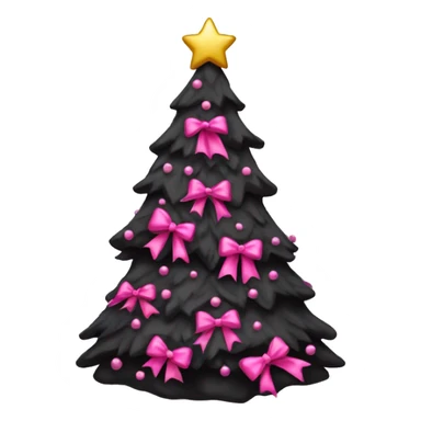 black christmas tree with pink bows sticker