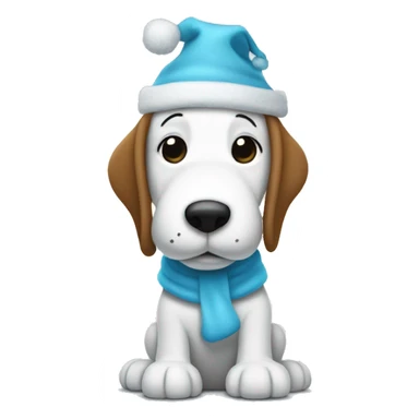 Snoopy with baby blue Christmas hat sticker