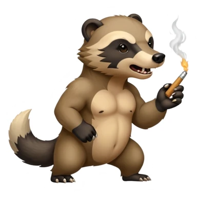 honey badger smoking a cigarette chasing a bear sticker