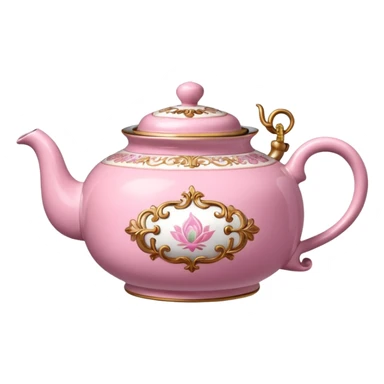 Pink steaming and boiling  tea pot with smoke sticker