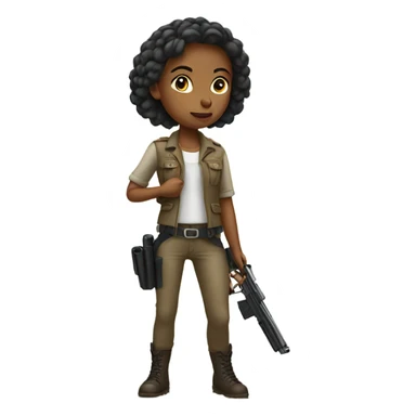 girl with gun in nature sticker