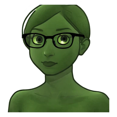 Curly girl with green eyes and glasses sticker
