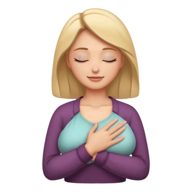 Elini göğsine koyup rahatlayan huzurlu kadın sticker