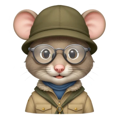 humaniod mice with a scout hat with glasses sticker