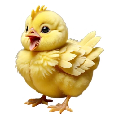 Cinematic Cute Yawning Yellow Baby Chicken Portrait Emoji, Head tilted slightly with a dramatic, wide-open yawn, showcasing a soft, downy yellow coat with little drooping wings, round beady eyes barely open in drowsy contentment, Simplified yet irresistibly adorable features, highly detailed, glowing with a soft, cozy glow, high shine, relaxed yet expressive, stylized with a touch of whimsical charm, bright and endearing, soft glowing outline, capturing the essence of a sleepy yet affectionate chick, so drowsy it feels like it could stretch out of the screen and curl up for a nap! sticker