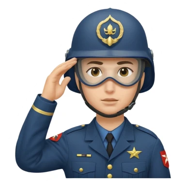 Soldier saluting with helmet + mask sticker