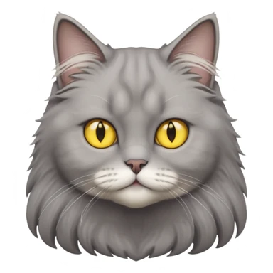 grey fluffy british long hair cat with yellow eyes cuteer without furr in the ears sticker