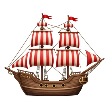 pirate ship red and white lines  sticker