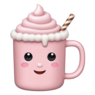 Light Pink mug of hot chocolate with marshmallows  sticker