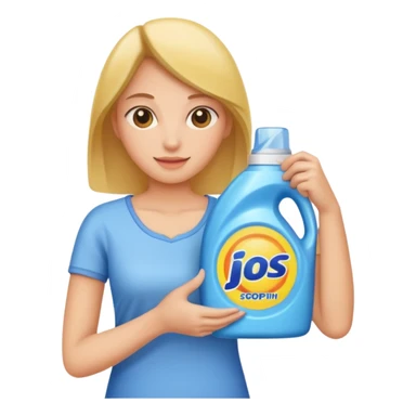 woman holding laundry detergent sticker