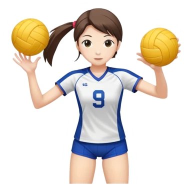 Japanese high school girl in sports uniform playing volleyball sticker