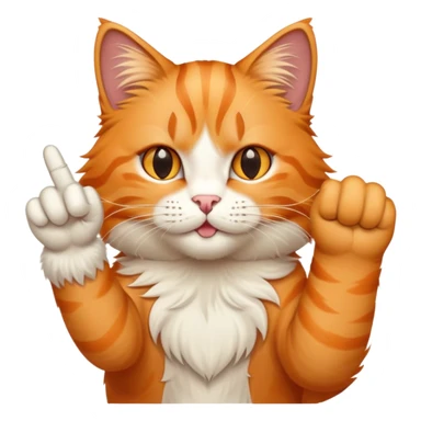orange cat showing middle finger  sticker