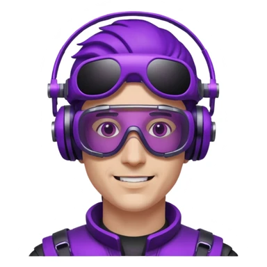 Cyberpunk man fappy head 3d puruple cyber VR -glasses sticker