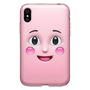pastel pink iPhone, with a shiny finish, iOS Apple emoji style sticker