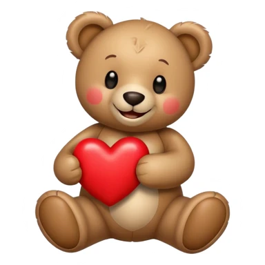 smiling Teddybear holding a red heart sticker