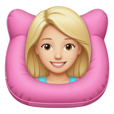 blonde woman using pink travel pillow  sticker