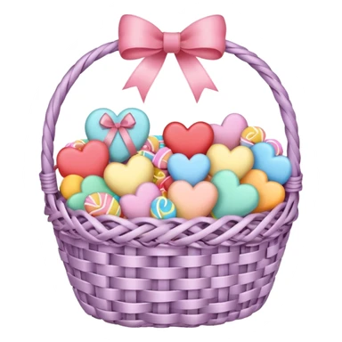Pastel-colored Valentine’s Day basket sticker