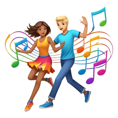 An icon showing vibrant musical notes and rhythm bars, inspired by Muse Dash. The design features colorful, dynamic elements flowing in sync with the beat, with a character dancing in the background. Bright, energetic visuals emphasize the excitement of rhythm-based gameplay. Transparent background. sticker