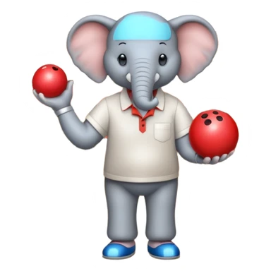 a elephant with hand and legs he is playing bowling   sticker
