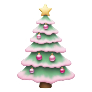 Christmas tree with pastel pink ornaments  sticker