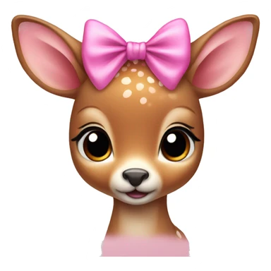 baby deer with fairy wings and a pink bow around its neck  sticker