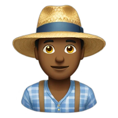 Man wearing a straw hat sticker