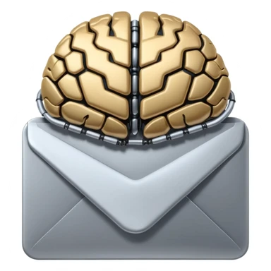 black Robotic brain connected to email envelope sticker