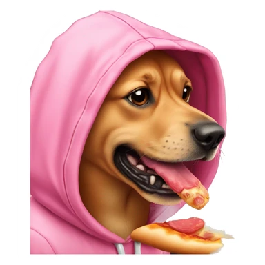 Dog eating pizza with pink hoodie sticker