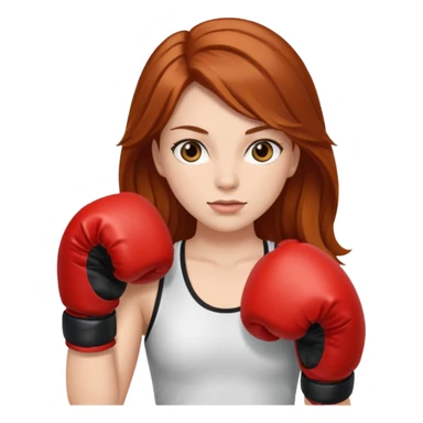 femme avec gants de boxe, châtain rousse cheveux long  sticker