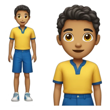 latin american kid student wearing yellow shirt and deep blue shorts sticker