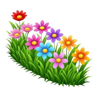 a row of flowers and grass extended far sticker