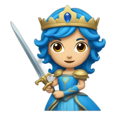 a blue princess with two daggers sticker