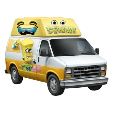 Premium SpongeBob 1985 Chevy Astro delivery van  sticker