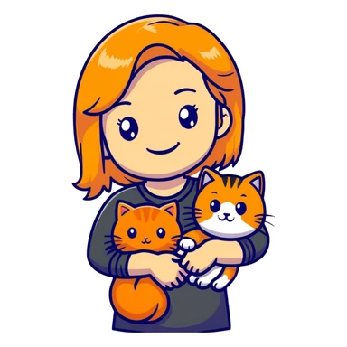 blonde girl with orange cat sticker