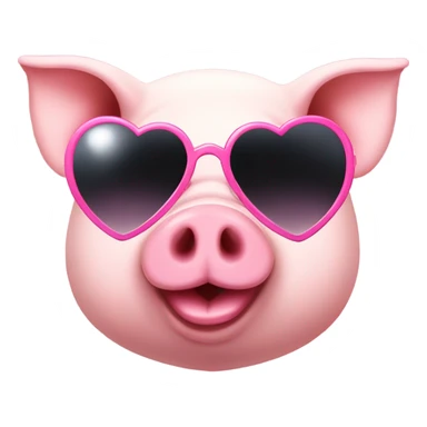 Cute Pig wearing heart sunglasses  sticker