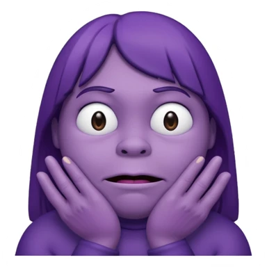 Grimace face, half frown with a side eye and hands clasped together sticker