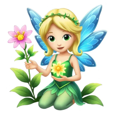 fairy character offering glowing flower sticker