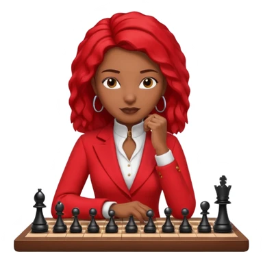 black woman chess players in red outfits sticker