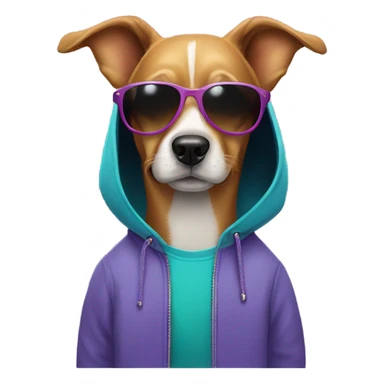 Dog wearing a hoodie and sunglasses  sticker