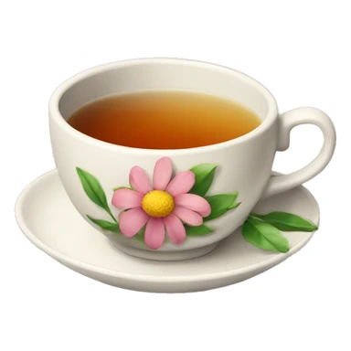 A cup of tea with flower  sticker