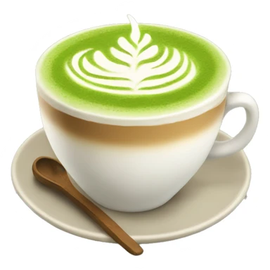 hot matcha latte with latte art sticker