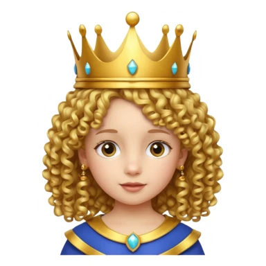 Royal Kid girl with fancy crown head 3d with sticker